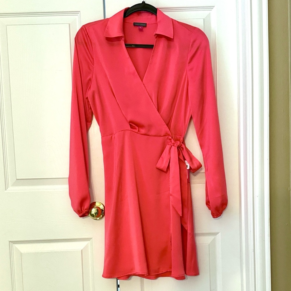 Elegant Pink Wrap Dress